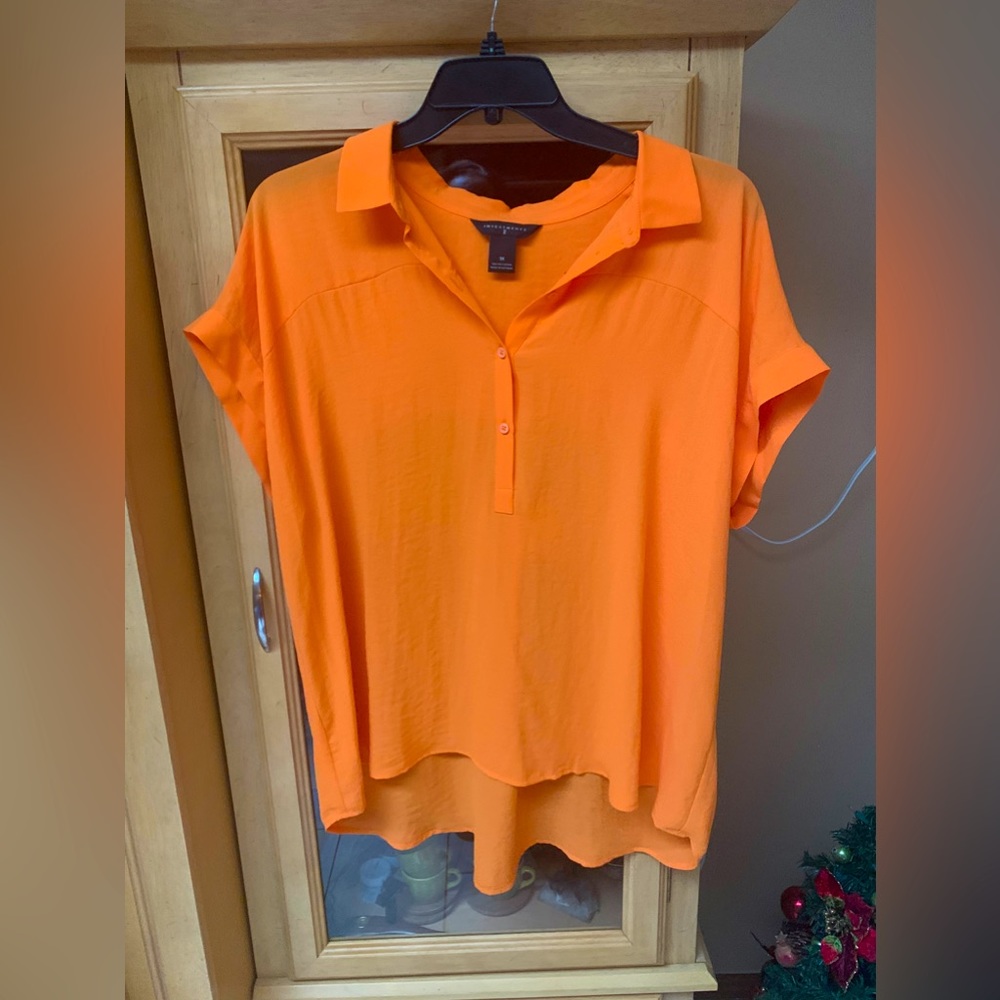 Orange short-sleeve shirt w, collar 1X